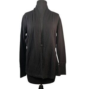 Eddie Bauer Womens Open Front Cardigan Black Size Small Soft Knit Long Sleeve